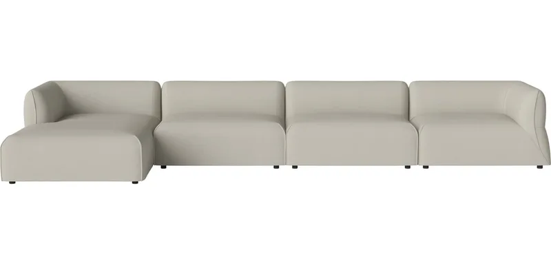 Arke tuinbank 4 modules met chaise longue 460 x 170 cm - links Arke Outdoor van BOLIA in Brezza – Stof voor buitenshuis, Sand – productfoto