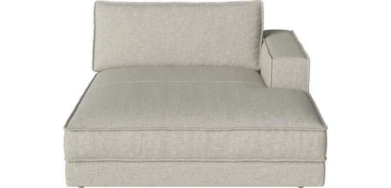 Noora Grand chaise longue 145 x 190/107 cm - rechts Noora van BOLIA in Nantes – Soepel weefsel, Sand, Geolied eiken, Massief – productfoto