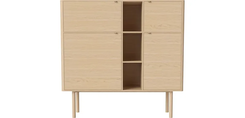 Yacht highboard Yacht by BOLIA in Witgepigmenteerd geolied eiken, fineer, Messing – product photo