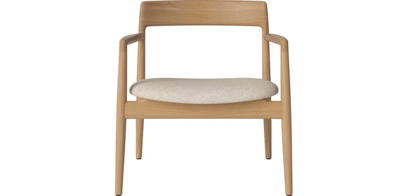 Calma beklede fauteuil Calma von BOLIA in Monza – Bouclé en textuur, Beige, Geolied eiken – Produktfoto