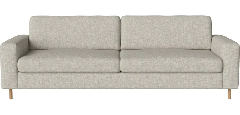 Scandinavia 3-zitsbank Scandinavia by BOLIA in Nantes – Soepel weefsel, Sand, Koudschuim, 13 cm geolied eiken – product photo