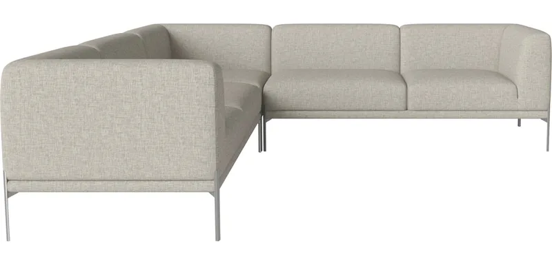 Caisa 6 pers. hoekbank (273x273) Caisa by BOLIA in Nantes – Soepel weefsel, Sand, Geborsteld staal – product photo