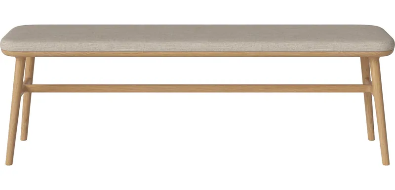 Flor Bank 140 cm Flor von BOLIA in Baize – Soepel weefsel, Sand, Geolied eiken, Massief – Produktfoto