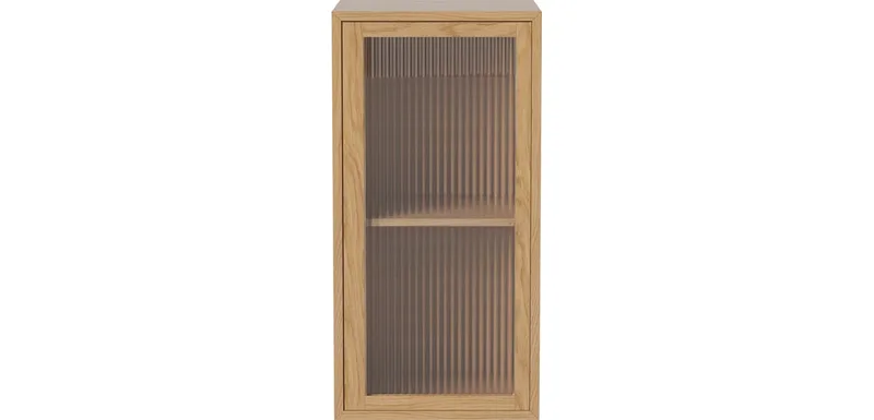 Case 2 x 1 m. 1 glazen deur en 1 plank – 28 cm Case von BOLIA in Geolied eiken, fineer – Produktfoto