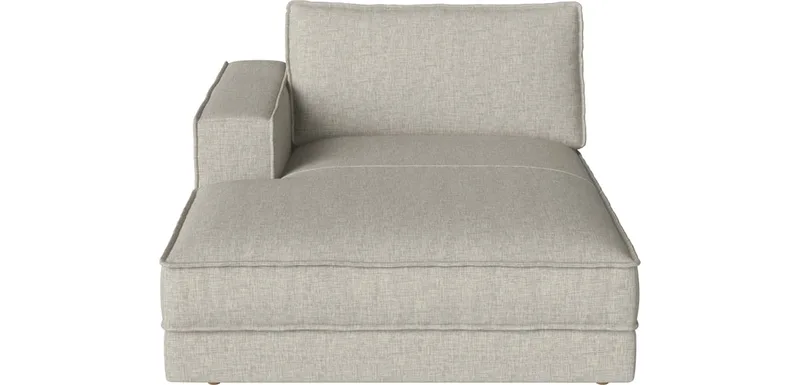 Noora Module - chaise longue links - 125 x 190/107 cm Noora van BOLIA in Nantes – Soepel weefsel, Sand, Geolied eiken, Massief – productfoto