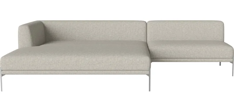 Caisa Loungehoek met open einde - rechts Caisa by BOLIA in Nantes – Soepel weefsel, Sand, Geborsteld staal – product photo