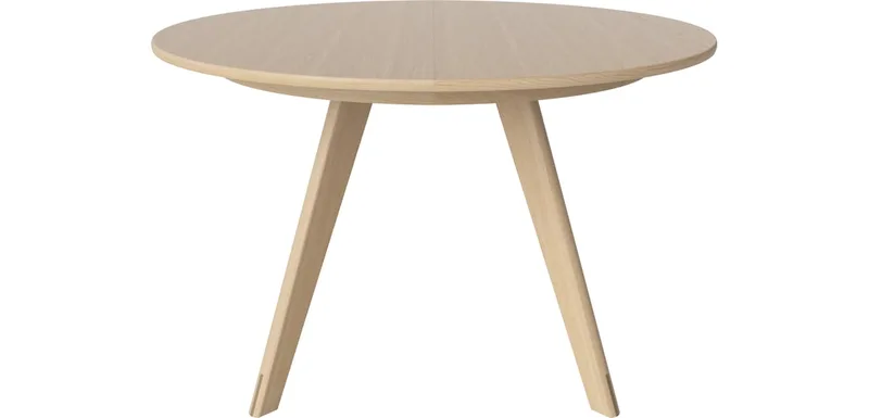 Soft Mood Eettafel met de mogelijkheid om te verlengen Ø122 cm Soft Mood de BOLIA en Witgepigmenteerd geolied eiken, fineer, Witgepigmenteerd geolied eiken, Massief – photo du produit