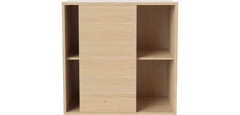 Case 2 x 2 Boekenkastmodule met Schuifdeurtje - 39 cm Case by BOLIA in Witgepigmenteerd geolied eiken, fineer, Vrijstaand – interior photo