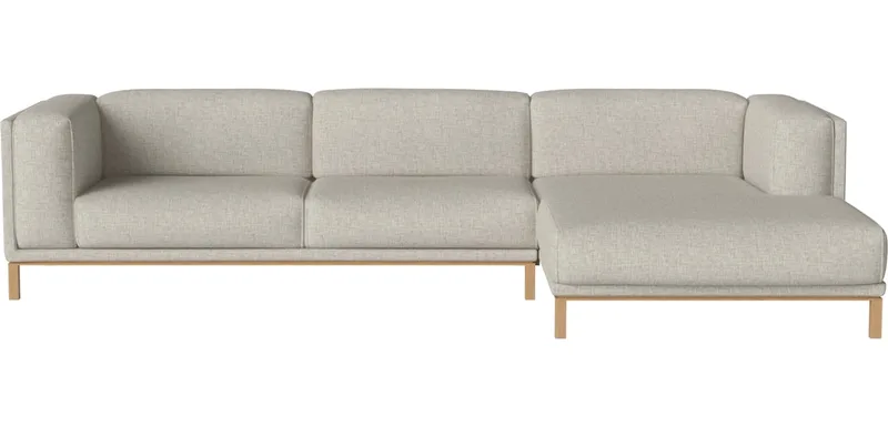 Cosy 3-zitsbank m. chaise longue - rechts Cosy by BOLIA in Nantes – Soepel weefsel, Sand, Geolied eiken, Massief – product photo