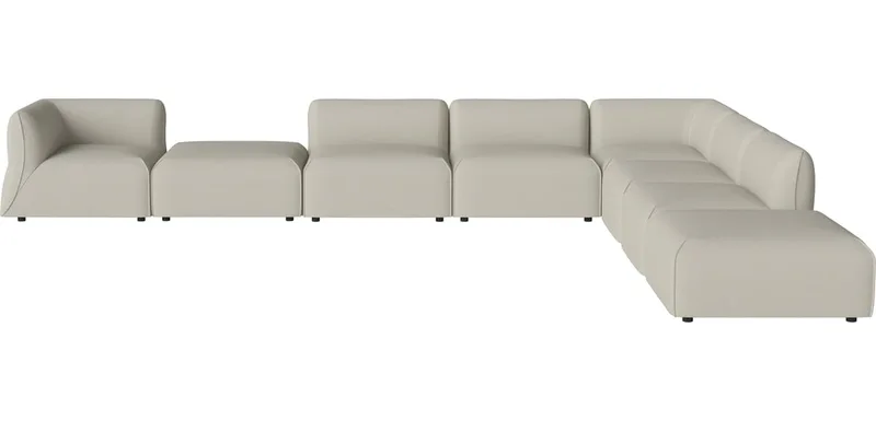 Arke tuinbank 8 modules met open eind 450 x 360 cm - rechts Arke Outdoor van BOLIA in Brezza – Stof voor buitenshuis, Sand – productfoto