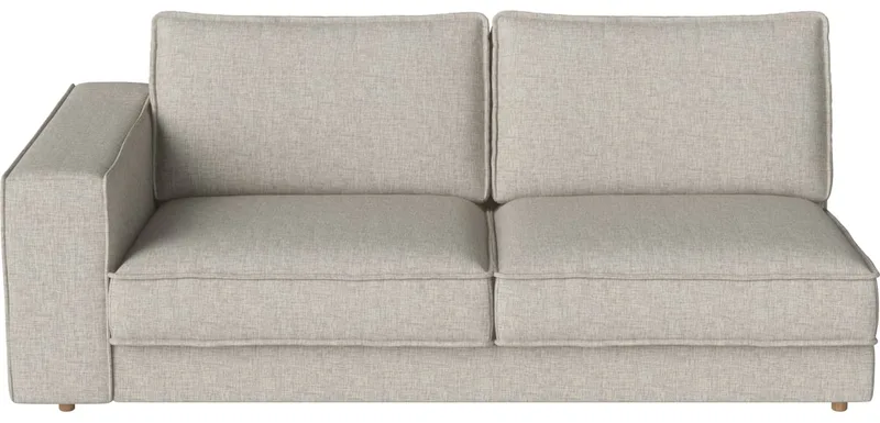 Noora 2,5-zitsmodule 127 cm met armleuning - links Noora by BOLIA in Nantes – Soepel weefsel, Sand, Geolied eiken, Massief – product photo