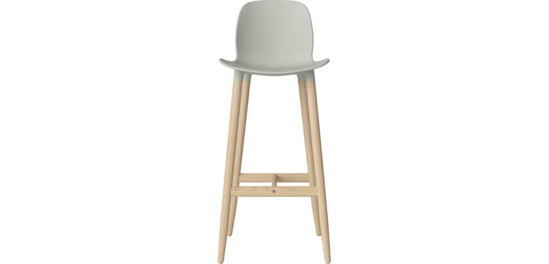 Seed Barkruk H76 cm – poly/houten poten Seed by BOLIA in Grijs polypropyleen, Witgepigmenteerd geolied eiken, Massief – product photo