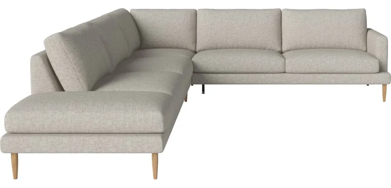 Veneda Slim 6-zitshoekbank met open eind - links Veneda van BOLIA in Nantes – Soepel weefsel, Sand, Geolied eiken, Massief – productfoto
