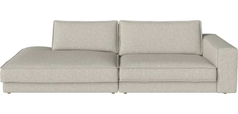Noora 2 Modules 127 cm m. grote hoek en open einde – links Noora by BOLIA in Nantes – Soepel weefsel, Sand, Geolied eiken, Massief – product photo