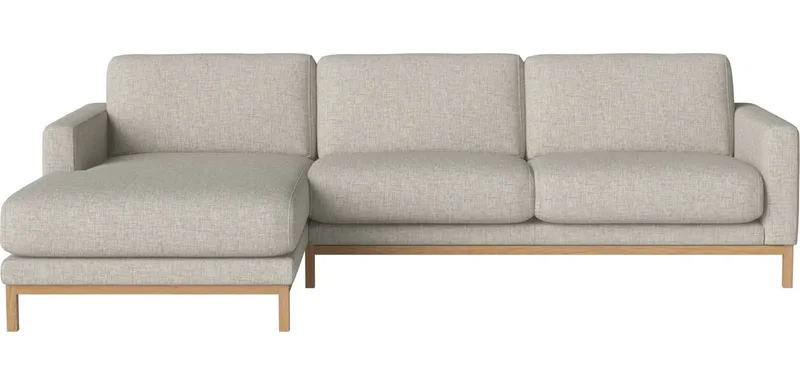 North 3-zitsbank met chaise longue - links North van BOLIA in Nantes – Soepel weefsel, Sand, Geolied eiken, Massief – productfoto