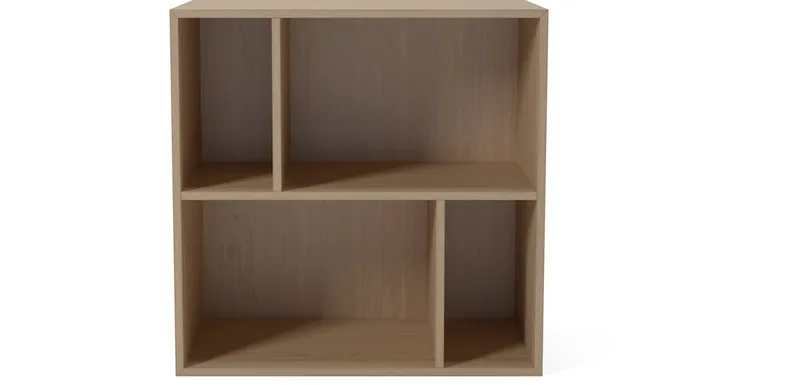 Case 2 x 2 Boekenkastmodule met Plank – 35 cm Case de BOLIA en Witgepigmenteerd geolied eiken, fineer – photo du produit