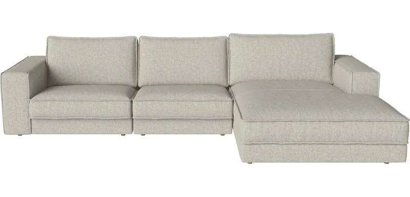 Noora 3 Modules m. chaise longue klein - rechts Noora by BOLIA in Nantes – Soepel weefsel, Sand, Geolied eiken, Massief – product photo