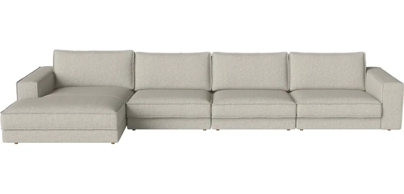 Noora 4 Modules m. chaise longue - links Noora de BOLIA en Nantes – Soepel weefsel, Sand, Geolied eiken, Massief – photo du produit