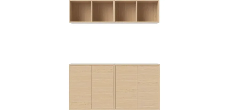 Case Boekenkastcombinatie 07 Case von BOLIA in Witgepigmenteerd geolied eiken, fineer – Ambientefoto