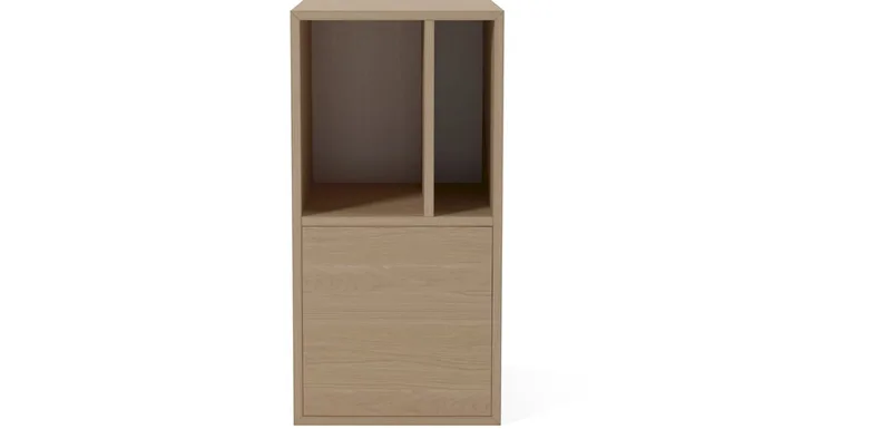 Case 2 x 1 Boekenkastmodule met Open Voorkant en Lade – 35 cm Case van BOLIA in Witgepigmenteerd geolied eiken, fineer – productfoto