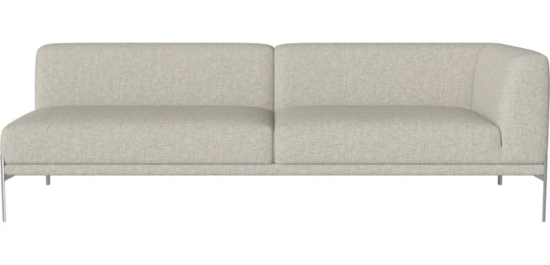 Caisa 3-zitsbank endmodule - rechts Caisa by BOLIA in Nantes – Soepel weefsel, Sand, Geborsteld staal – product photo