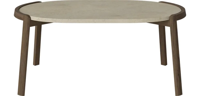 Mix Ovale Salontafel 95 x 61 cm Mix de BOLIA en Jura Grey marmer, Donker geolied eiken, Massief, 42 cm – photo du produit