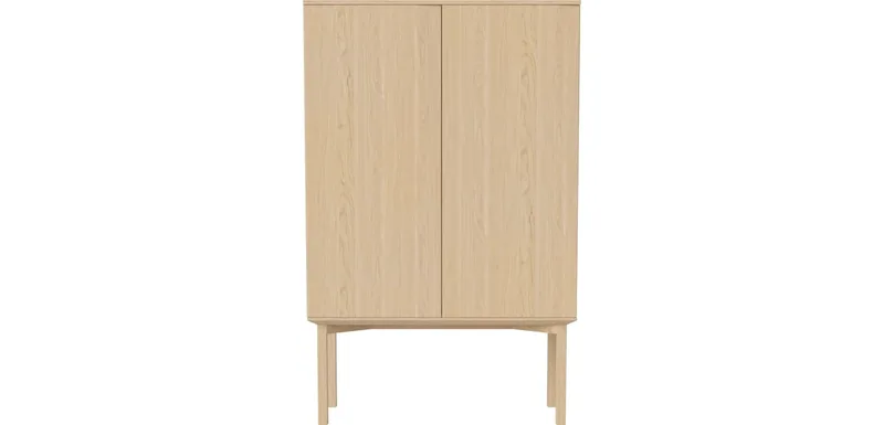 Silent Highboard – houten onderkant Silent von BOLIA in Witgepigmenteerd geolied eiken, fineer – Produktfoto