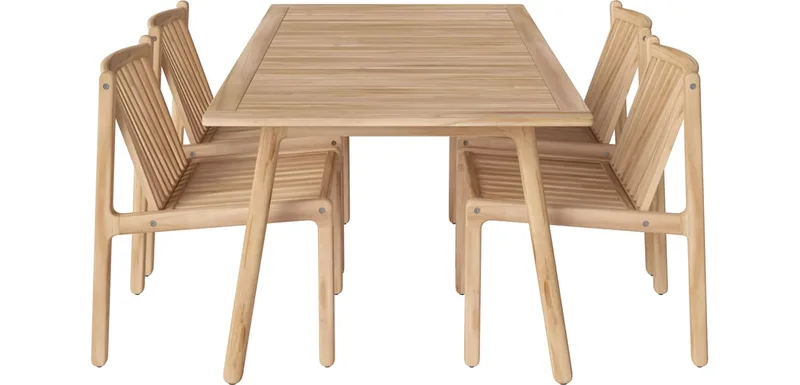 Patio tuin eetkamerset (4 stoelen en tafel L 160 cm) Patio van BOLIA in Onbehandeld teak, Massief – productfoto