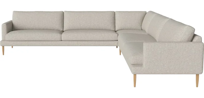 Veneda Slim 7-zitshoekbank Veneda by BOLIA in Nantes – Soepel weefsel, Sand, Geolied eiken, Massief – product photo