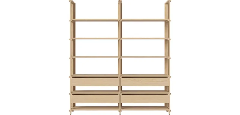 Friedman combinatie 2x6 – m. vier lades Friedman de BOLIA en Witgepigmenteerd geolied eiken, Massief – photo du produit