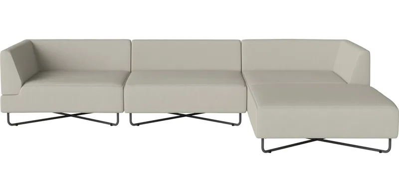 Orlando O2 tuinbank 4 modules met chaise longue Orlando Outdoor O2 by BOLIA in Brezza – Stof voor buitenshuis, Sand – product photo