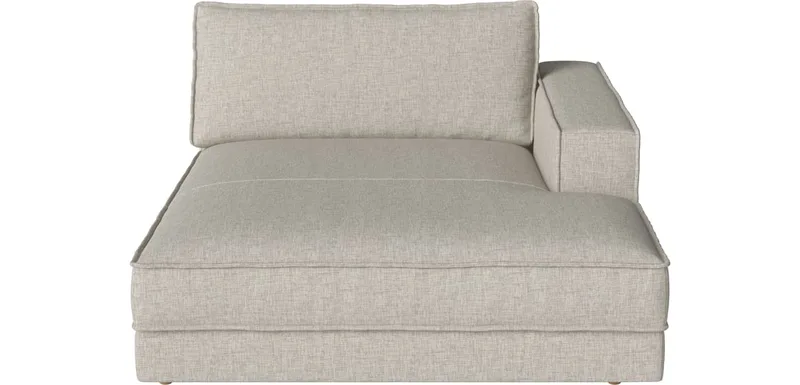 Noora Grand chaise longue 145 x 190/127 cm - rechts Noora von BOLIA in Nantes – Soepel weefsel, Sand, Geolied eiken, Massief – Produktfoto
