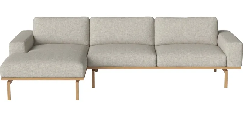 Elton 3,5-zitsbank m. chaise longue - links Elton van BOLIA in Nantes – Soepel weefsel, Sand, Geolied eiken, Massief – productfoto