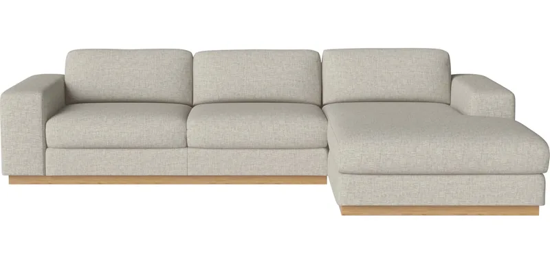 Sepia 3-zitsbank met chaise longue - rechts Sepia by BOLIA in Nantes – Soepel weefsel, Sand, Geolied eiken, fineer – product photo