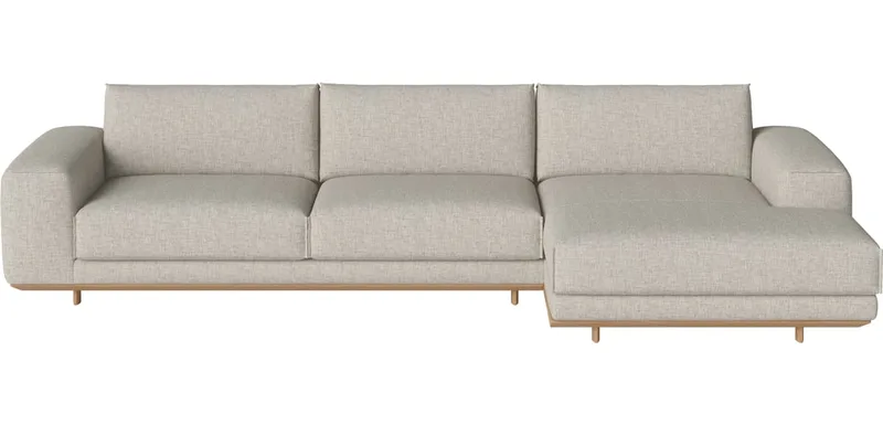 Gest 4-zitsbank m. chaise longue - rechts Gest van BOLIA in Nantes – Soepel weefsel, Sand, Geolied eiken, Massief – productfoto
