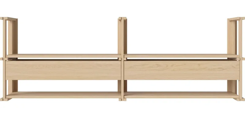Friedman Wandcombinatie – dubbel m. lades Friedman de BOLIA en Witgepigmenteerd geolied eiken, Massief – photo du produit