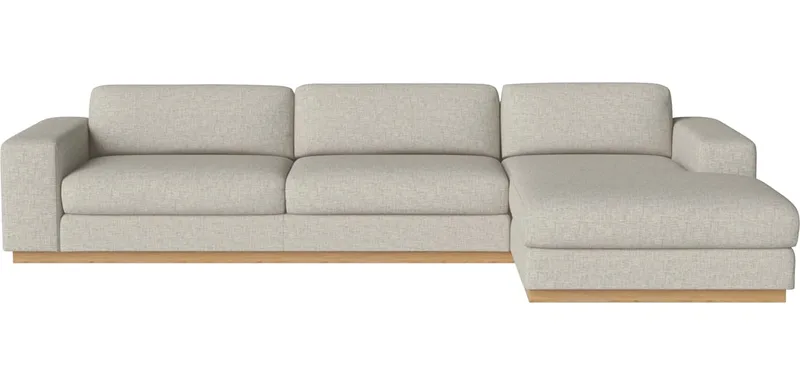 Sepia 4-zitsbank met chaise longue - rechts Sepia de BOLIA en Nantes – Soepel weefsel, Sand, Geolied eiken, fineer – photo du produit