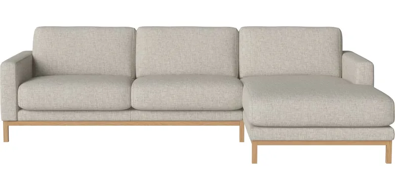 North 3-zitsbank met chaise longue - rechts North by BOLIA in Nantes – Soepel weefsel, Sand, Geolied eiken, Massief – product photo