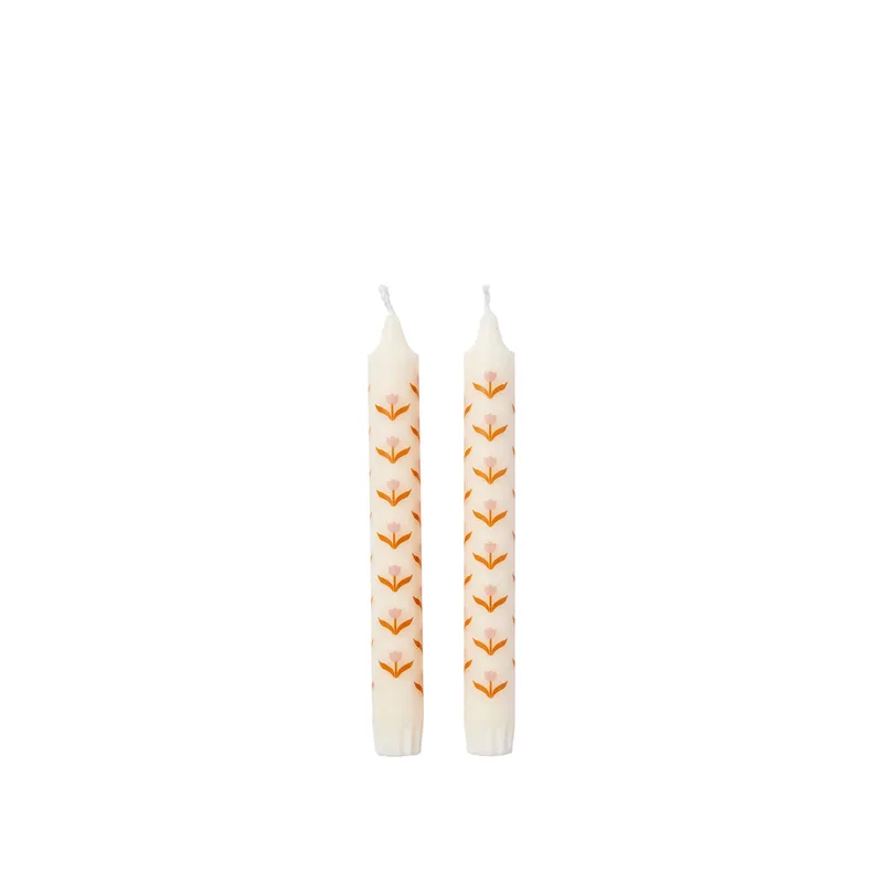 Tulip Taper Candle with Print by Broste Copenhagen – product photo