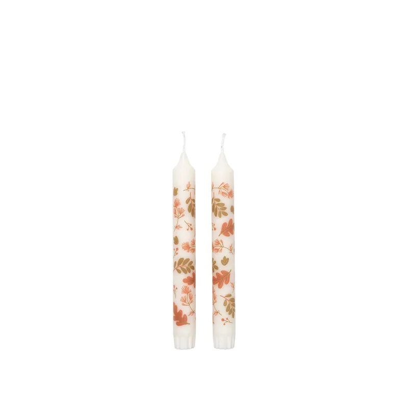 Forest Leaves Taper Candle with Print van Broste Copenhagen – productfoto