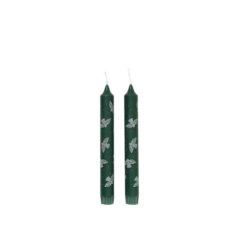 Saga Taper Candle with Print Bird von Broste Copenhagen – Produktfoto