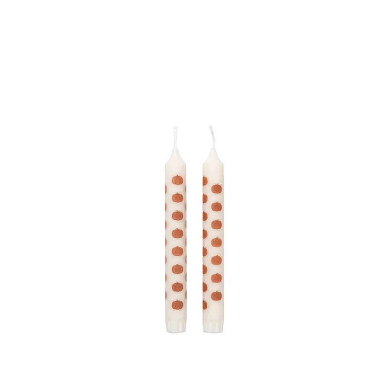 Pumpkin Taper Candle with Print van Broste Copenhagen – productfoto