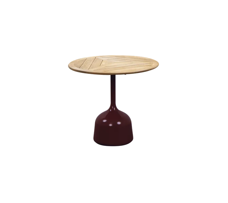 Glaze coffee table, small van Cane-line in Burgundy, semi glossy aluminium, Teak, geometric 60 cm – productfoto