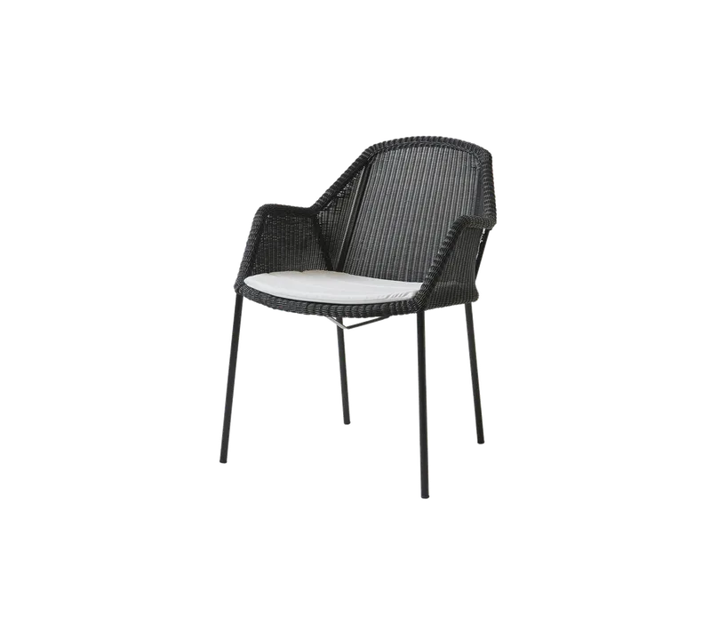 Breeze chair, stackable by Cane-line in Black, small round Weave, White, Natté – product photo