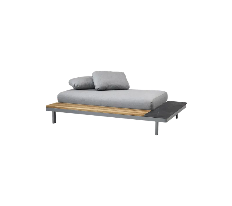 Space 2-seater module sofa van Cane-line in Light grey, AirTouch w/QuickDry & Airflow, Teak, Fossil black, ceramic – productfoto