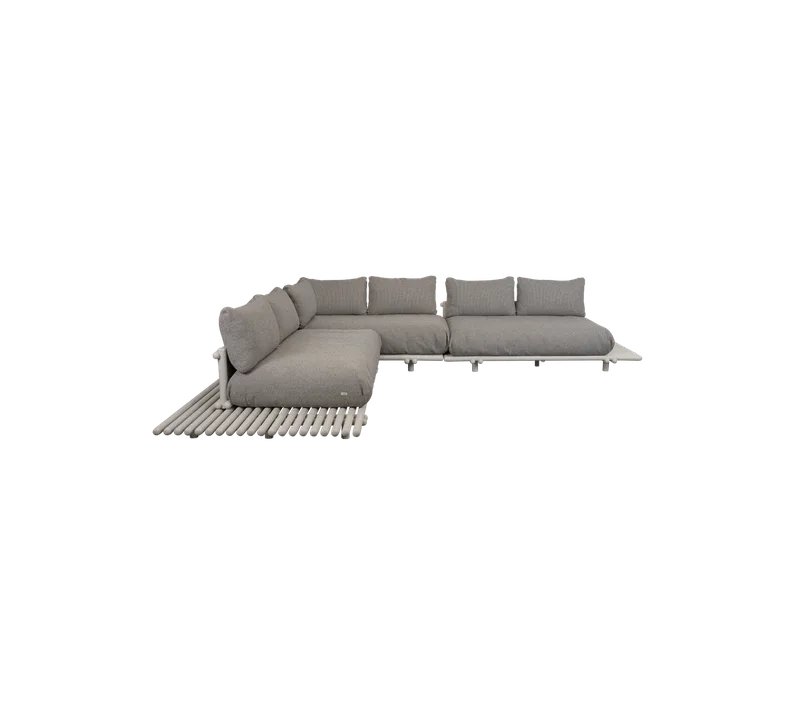 Sticks platform, corner sofa large van Cane-line in Sand aluminium incl. light brown Rise w/QuickDry & Airflow – productfoto