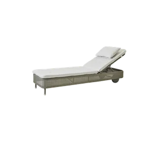 Presley sunbed von Cane-line in Taupe, small round Weave, White, Natté w/QuickDry & Airflow – Produktfoto 2 von 2