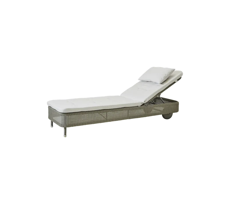 Presley sunbed von Cane-line in Taupe, small round Weave, White, Natté w/QuickDry & Airflow – Produktfoto 2 von 2