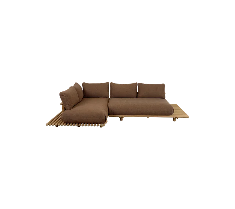 Sticks platform, corner sofa by Cane-line in Teak incl. umber brown Rise w/QuickDry & Airflow – product photo