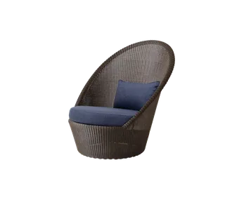 Kingston sunchair w/wheels by Cane-line in Mocca, small round Weave, Blue, Link w/QuickDry & Airflow – product photo 2 of 2